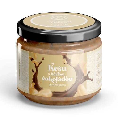 Jemný krém kešu s hořkou čokoládou