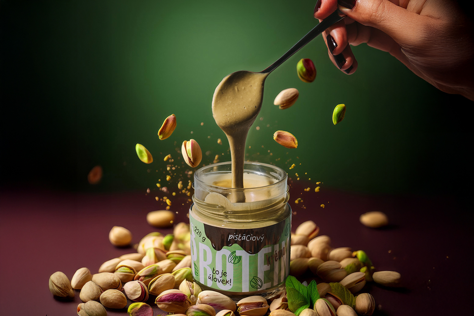 Protein Kremo pistáciový - Proteinový pistáciový krém 220g - Obrázek 2