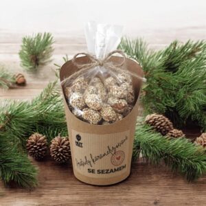 Arašídy karamelizované se sezamem v celofánku a kelímku 180g