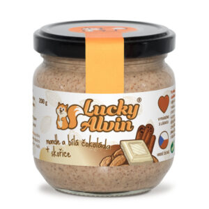 Mandle a bílá čokoláda + skořice : 200 g