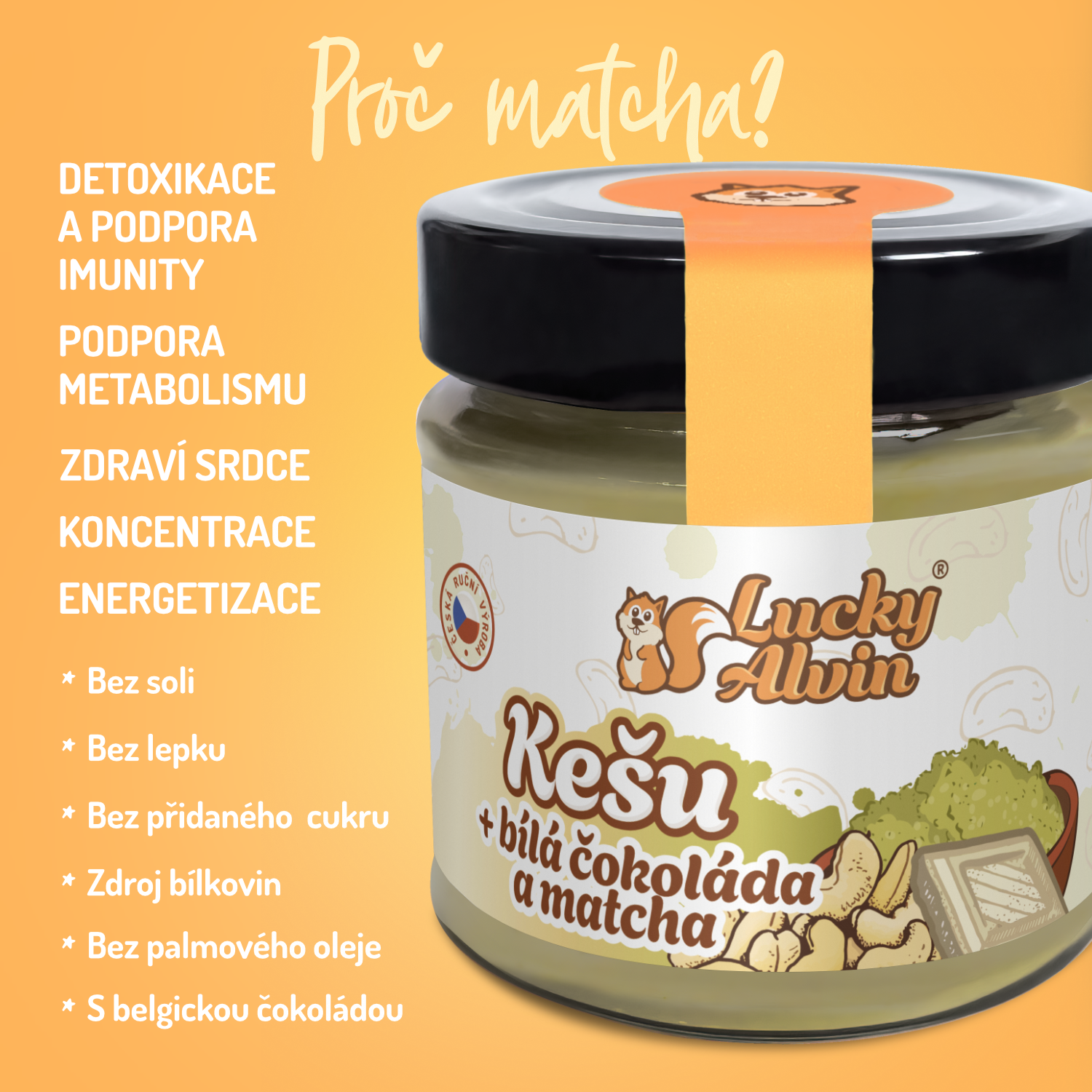 Kešu + bílá čokoláda + matcha 170 g - Obrázek 2
