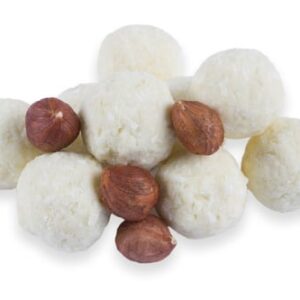 Líska v bílé čokoládě s kokosem